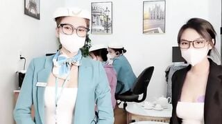2 e Nhân viên Trong cty, Nghỉ trưa Tranh Thủ Nghịch Vú nhau live sex