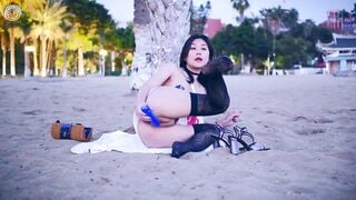 Sáng sớm, Gái Xinh Ra biển Public Thủ dâm Bóp vú bắn nước live sex rên rỉ